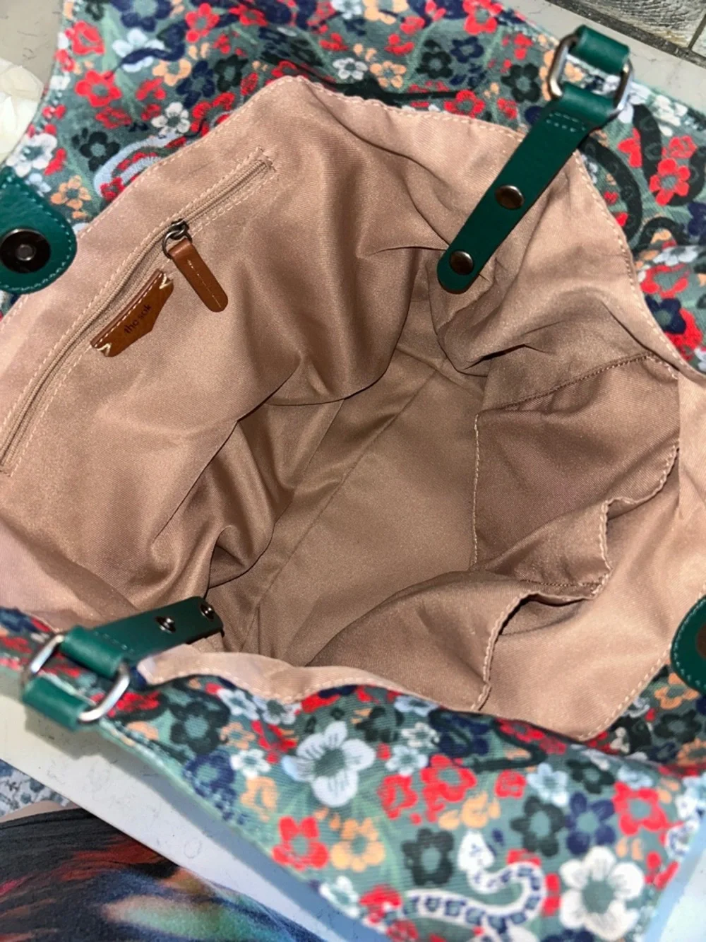 EUC The Sak Roma Emerald Mojave Garden Shopper Suede Leather Tote Shoulder Bag - Picture 8 of 16